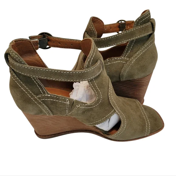 NWOT Lucky Brand Lukili Women's Sandals Wedge Ankle Strap Moss Green Size US 7 - Picture 6 of 11